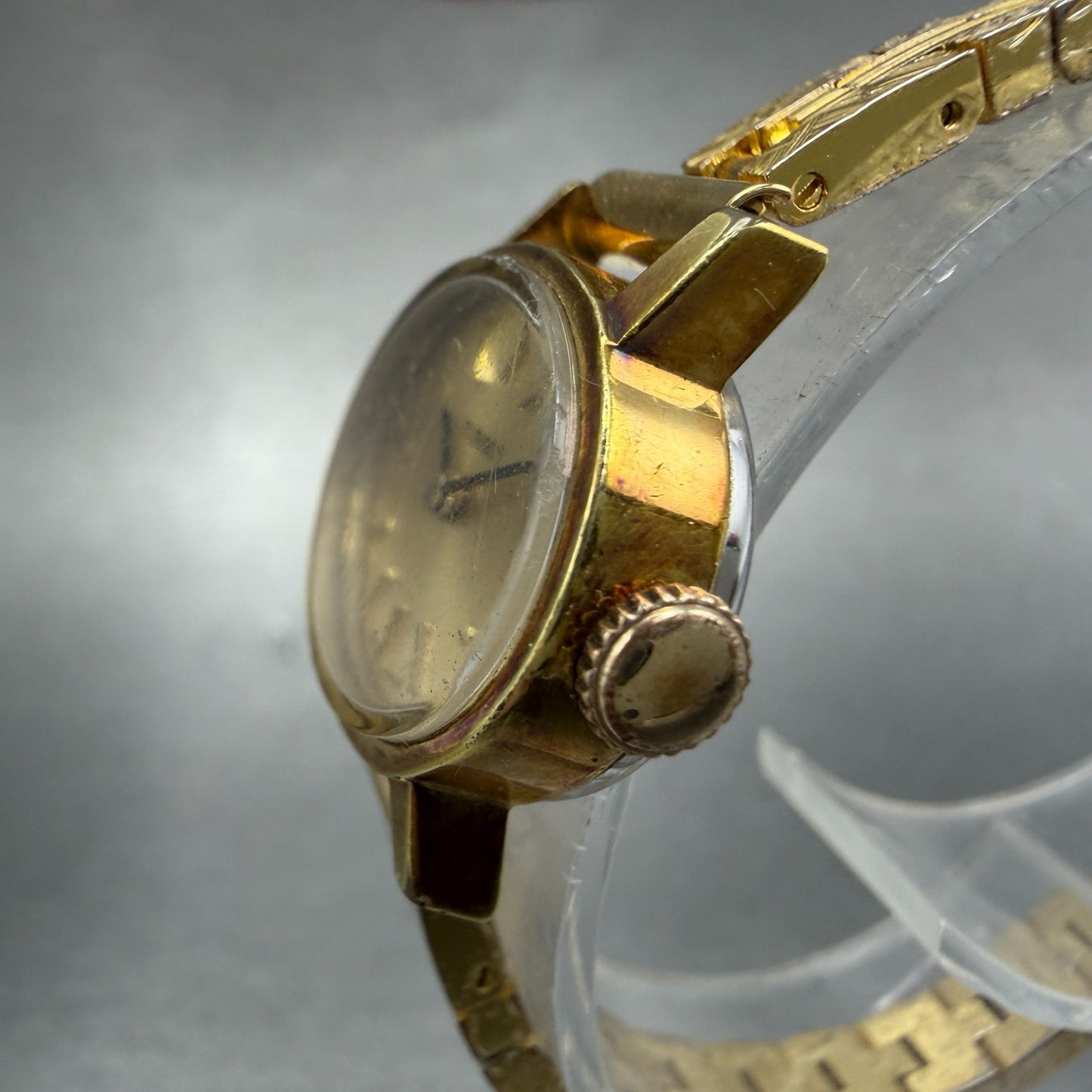 Tissot Watch Women 23mm Gold Dial Gold Plated Manual Wind Runs Oval PARTS!!!!!!!2