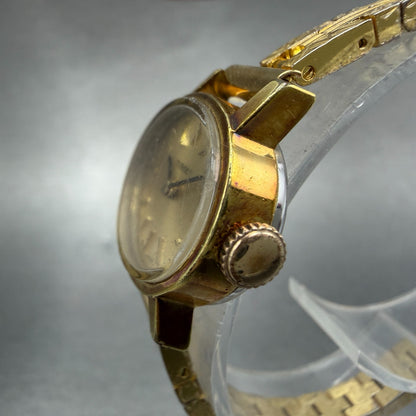 Tissot Watch Women 23mm Gold Dial Gold Plated Manual Wind Runs Oval PARTS!!!!!!!2