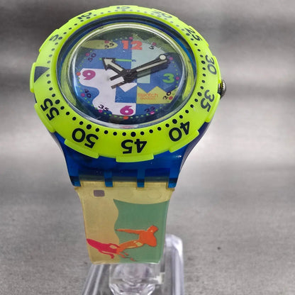 Swatch Scuba 200 Over The Wave Watch Men 38mm Blue Dial Two Tone SDN105 New Batt5