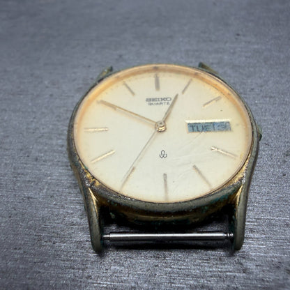 Seiko Watch Men 31mm Champagne Dial Gold Tone Daydate Round 7123-7090 PARTS3