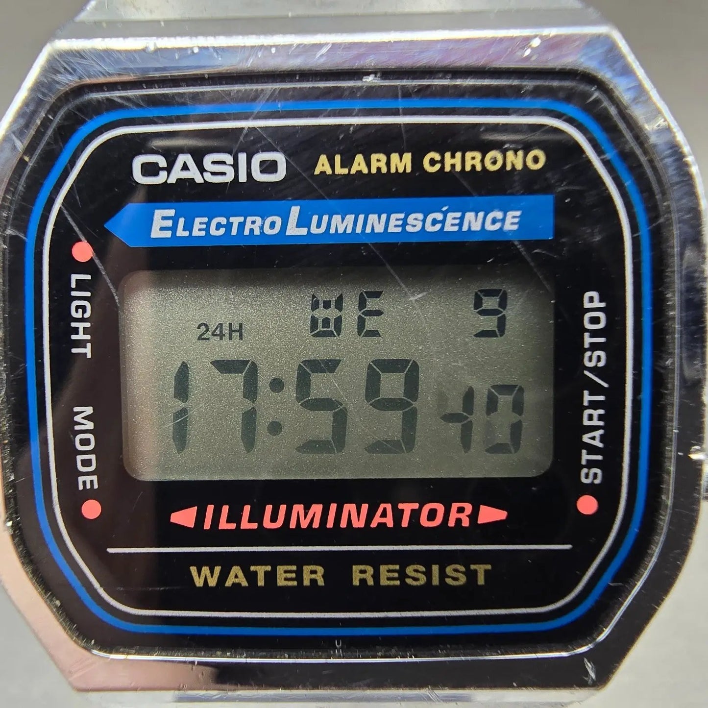 Casio A168 Illuminator Watch Men 36mm Digital Silver Tone Alarm Chrono New BattQ1