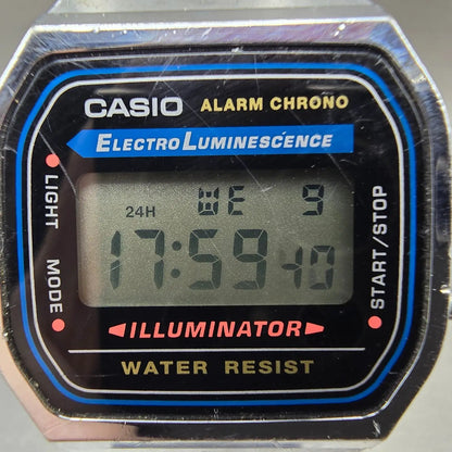 Casio A168 Illuminator Watch Men 36mm Digital Silver Tone Alarm Chrono New BattQ1