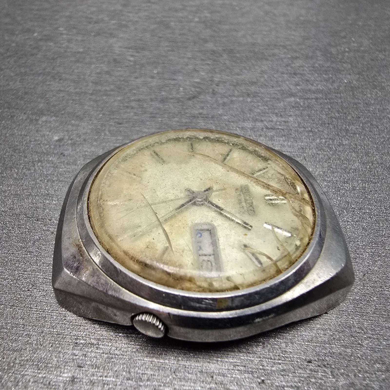 Seiko Automatic Watch Men 37mm Silver Dial Silver Tone Daydate 7009-8229 PARTS4