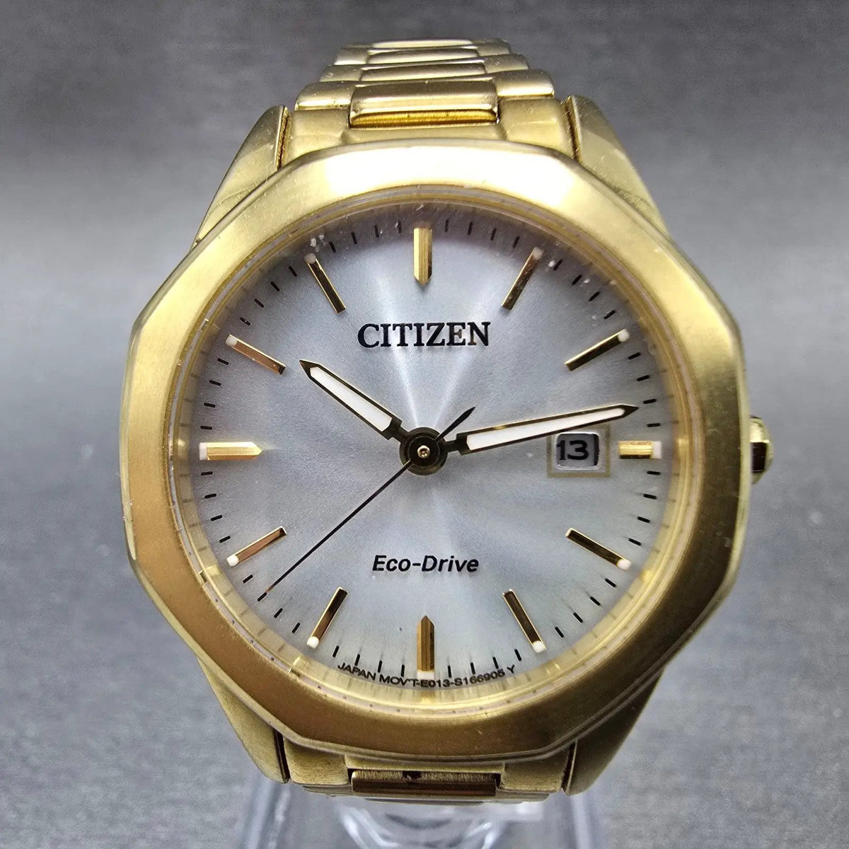 Citizen Eco-Drive Corso Watch Women 30mm Silver Dial Gold Date EW2582-59A Runs0
