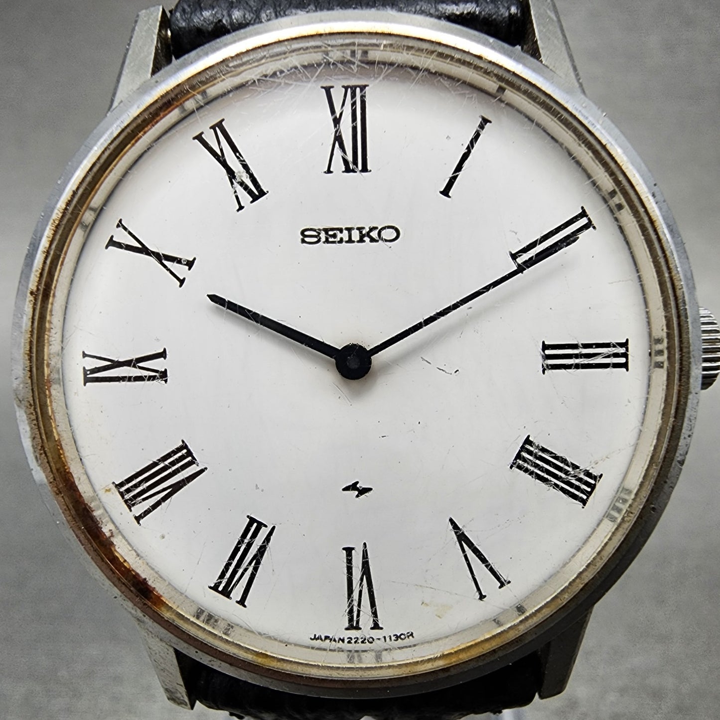 Seiko Watch Men 34mm White Dial Silver Tone Round 22200430 Manual Runs1