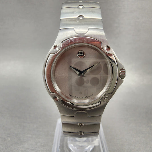 Movado Sports Edition Watch Women 27mm Silver Dial Stainless Steel New Battery A0
