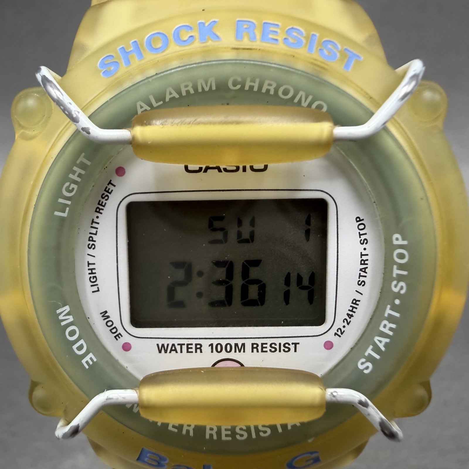 Casio baby G Watch Women 41mm Digital White Dial Clear Case Round BG301 New Batt1