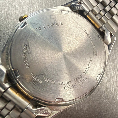 Seiko Watch Men 35mm Gray Dial Two Tone Daydate Round 7N43-8A30 New Battery VTG10
