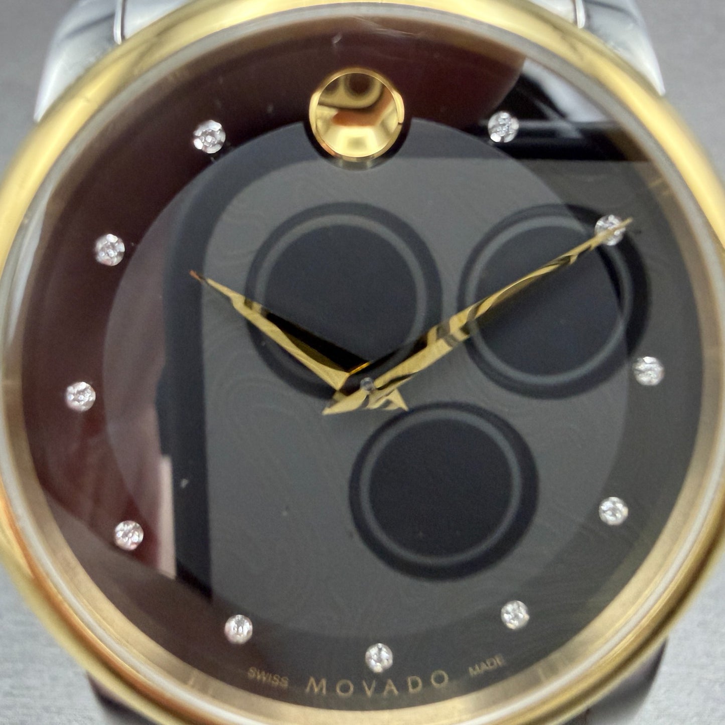 Movado Muesem Watch Men 40mm Black Dial Two Tone Round 0606879 New Battery2