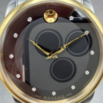 Movado Muesem Watch Men 40mm Black Dial Two Tone Round 0606879 New Battery2