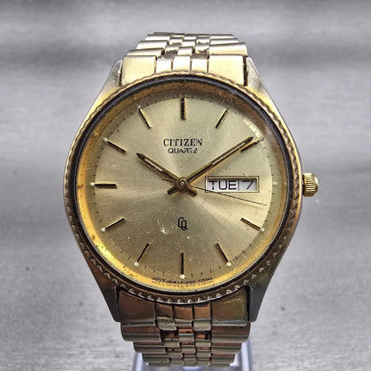 Citizen CQ President Watch Men 34mm Champagne Dial Gold Tone Daydate New Battery0
