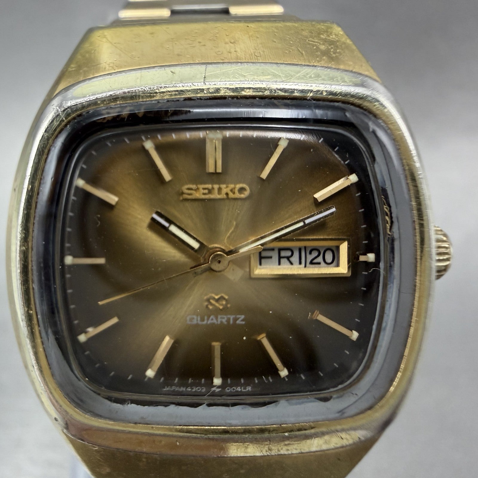 Seiko SQ Watch Women 26mm Brown Dial Two Tone Daydate 43037009 New Battery1