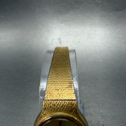 Seiko Watch Women 20mm Champagne Dial Gold Tone Oval 2320-5350 New Battery VTG4