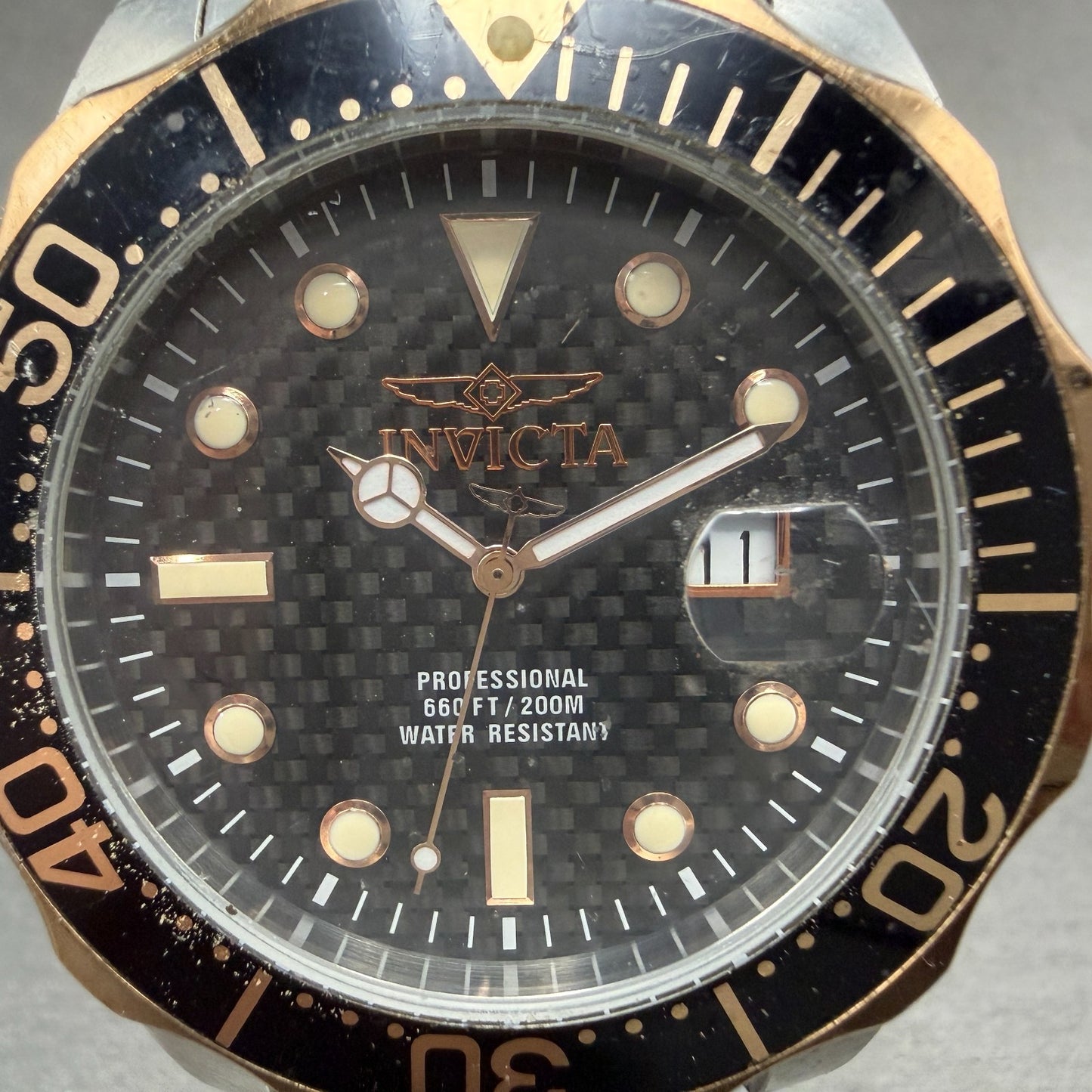 Invicta Pro Diver Watch Men 47mm Black Dial Two Tone Date 12567 New Battery1