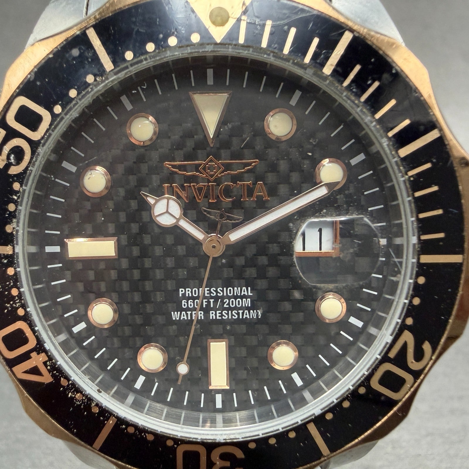 Invicta Pro Diver Watch Men 47mm Black Dial Two Tone Date 12567 New Battery1