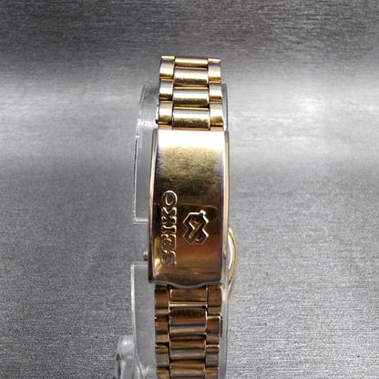 Seiko SQ Watch Women 23mm Gold Dial Gold Daydate Round 2A23-0039 New Battery JP27