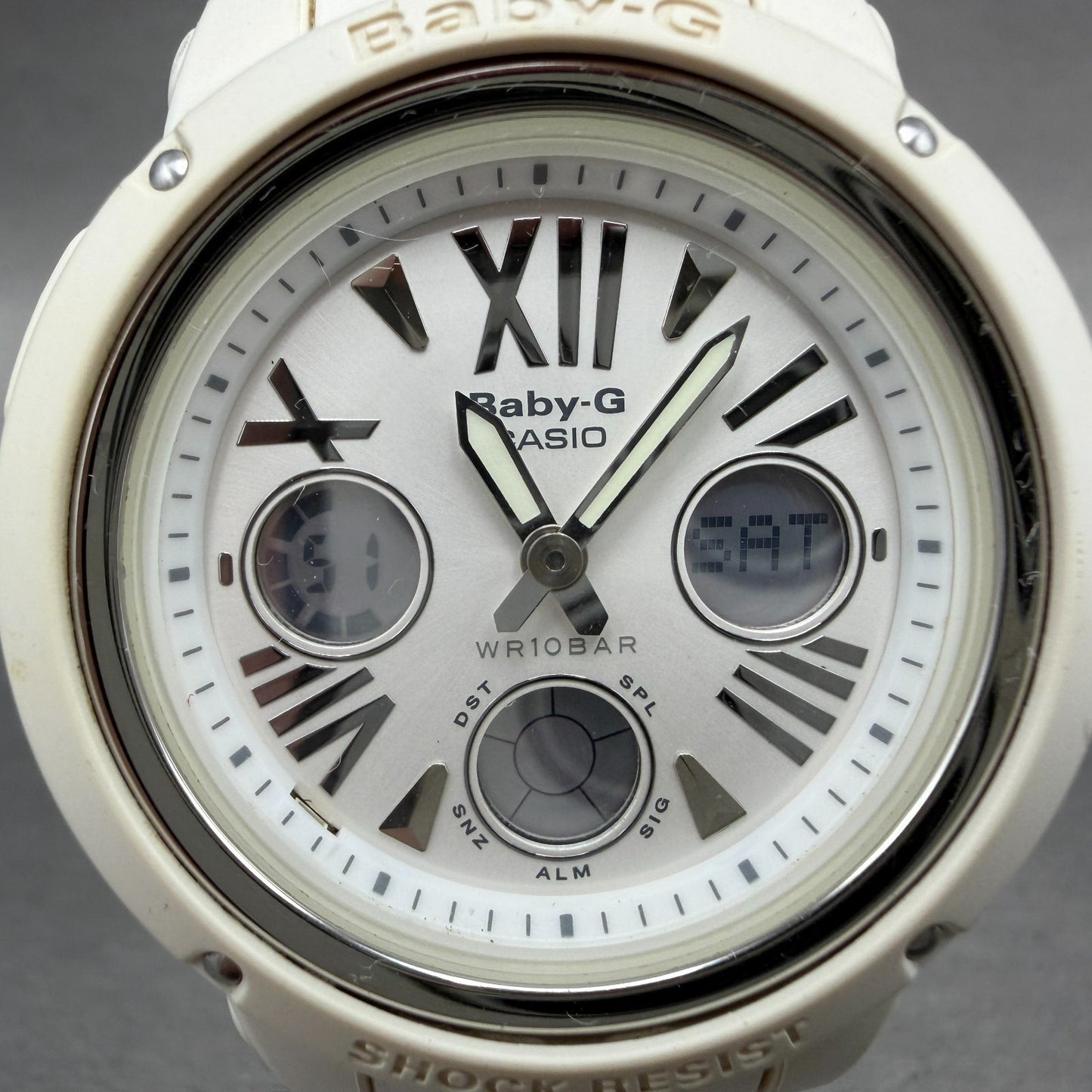 Casio Baby-G Watch Women 43mm Analog Digital White Alarm Chrono BGA-152 NewBatKL1