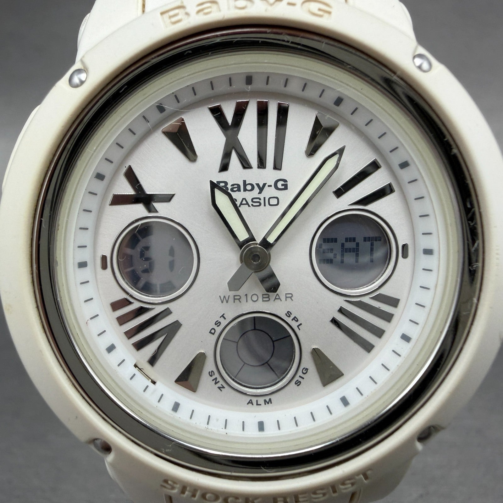 Casio Baby-G Watch Women 43mm Analog Digital White Alarm Chrono BGA-152 NewBatKL1