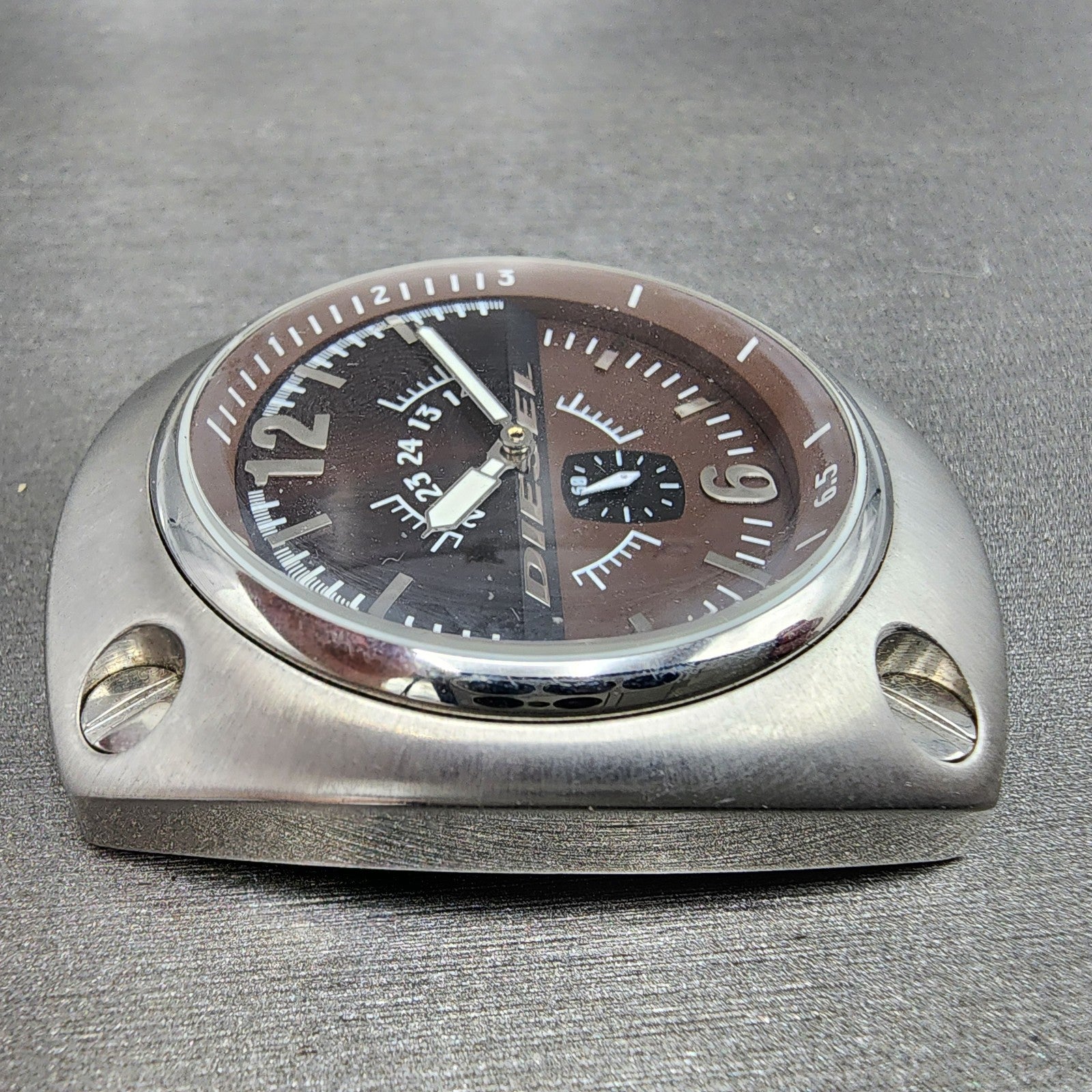 Diesel Watch Men 48mm Brown Dial Steel Small Seconds Cushion DZ1228 New Battery3