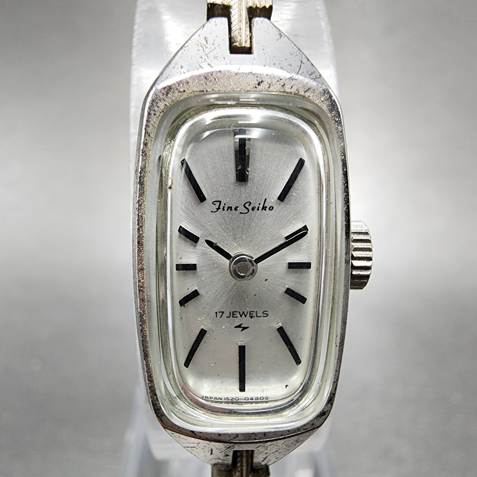 Fine Seiko Watch Women 13mm Silver Dial Gold Plated Rectangle Manual Wind Runs1
