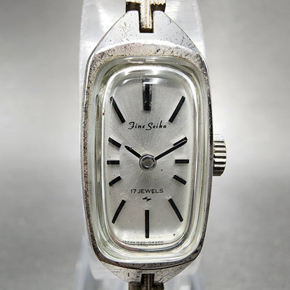 Fine Seiko Watch Women 13mm Silver Dial Gold Plated Rectangle Manual Wind Runs1
