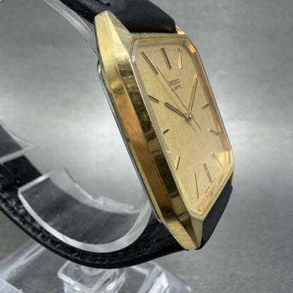 Seiko Tank Watch Men 27mm Champagne Dial Gold Tone 74315049 New Battery3