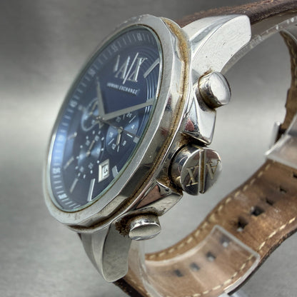 Armani Exchange Chronograph Watch Men 44mm Blue Dial Steel Date AX2501 New Batt2
