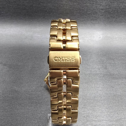 Seiko Watch Men 35mm Champagne Dial Gold Tone Date Round 7N32-0049 New Battery7