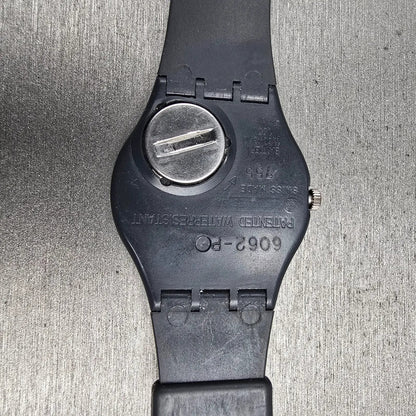 Swatch INC Watch Men 34mm White Dial Black Tone Round GA103 New Battery11