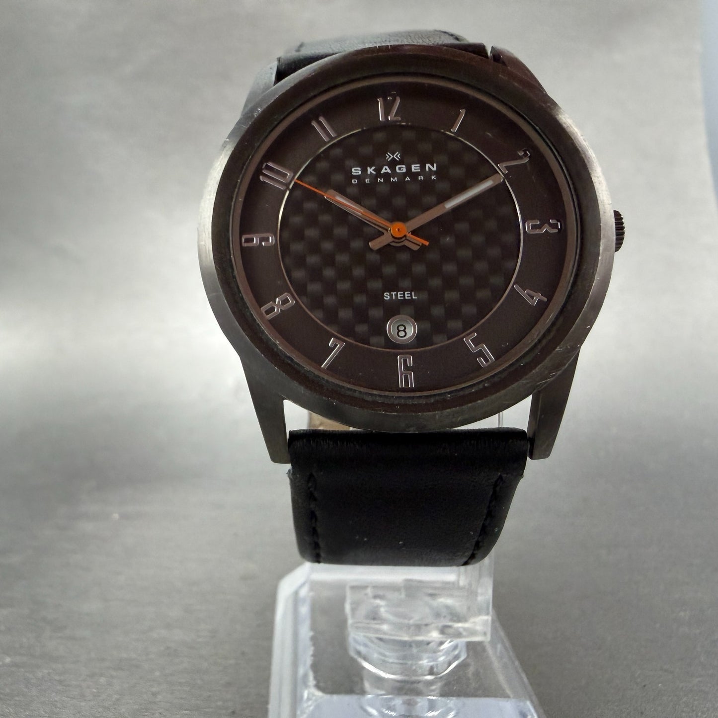 Skagen Watch Men 38mm Black Dial Gray Tone Date Round 124XLMLBC New Battery5
