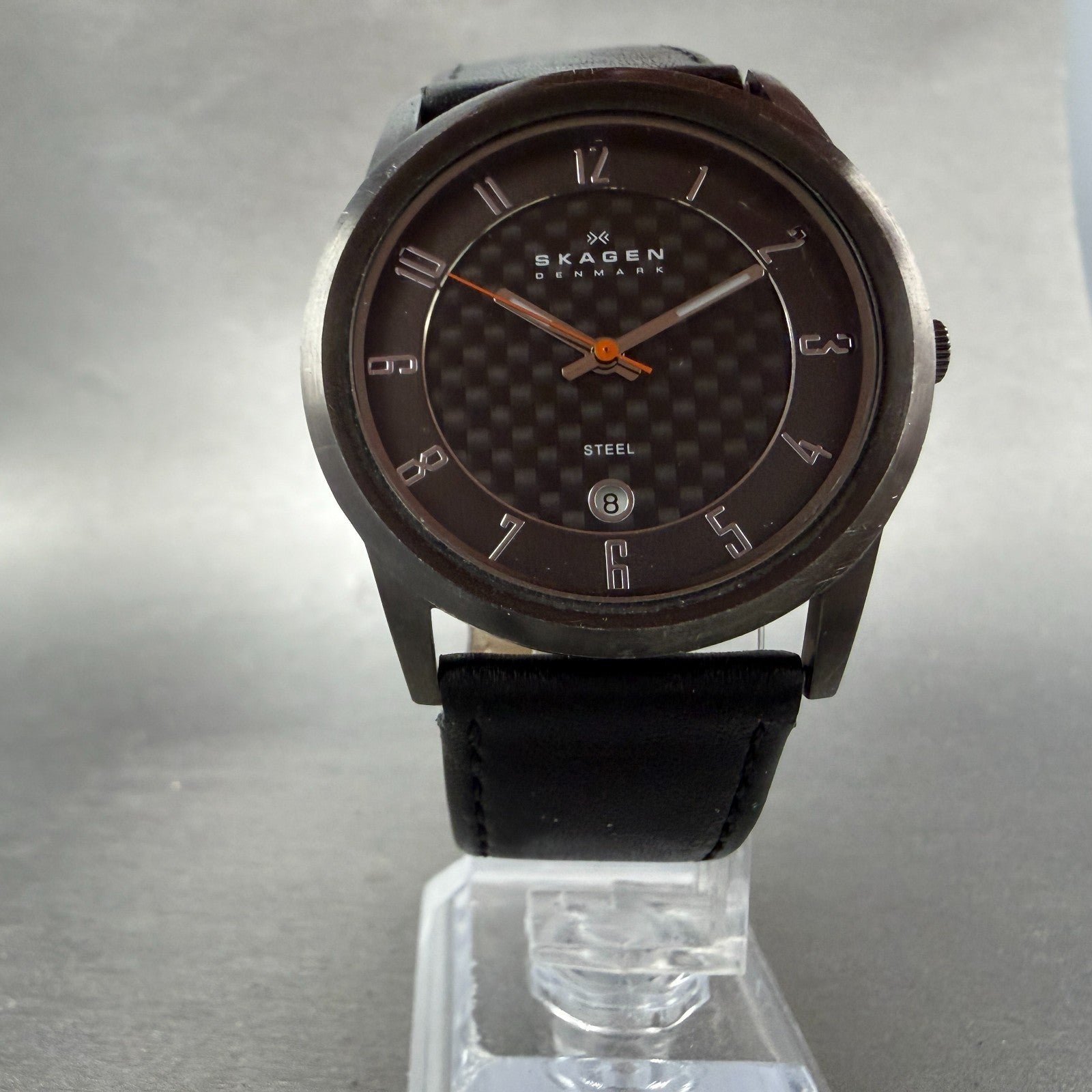 Skagen Watch Men 38mm Black Dial Gray Tone Date Round 124XLMLBC New Battery5