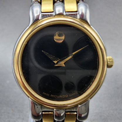 Movado Museum Watch Women 24mm Black Dial Two Tone Round 81.25.825 New Battery1