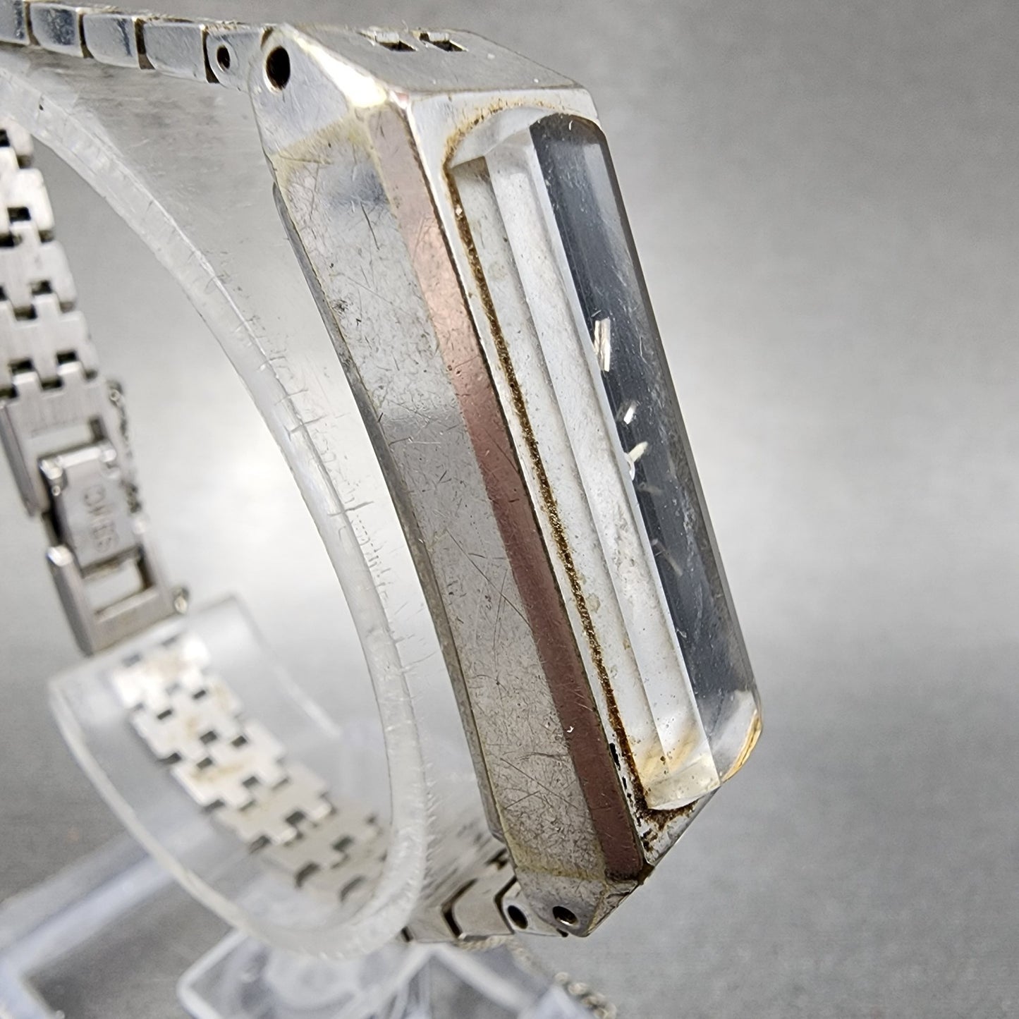 Seiko Tank Watch Women 12mm Black Dial Silver Tone Manual 15203670 PARTS4