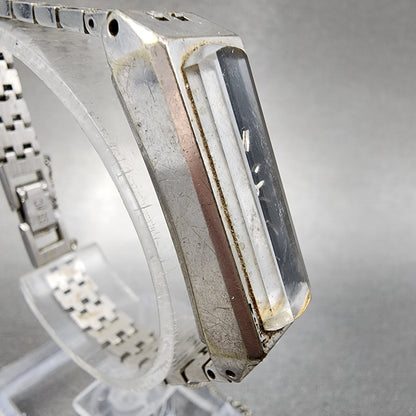 Seiko Tank Watch Women 12mm Black Dial Silver Tone Manual 15203670 PARTS4