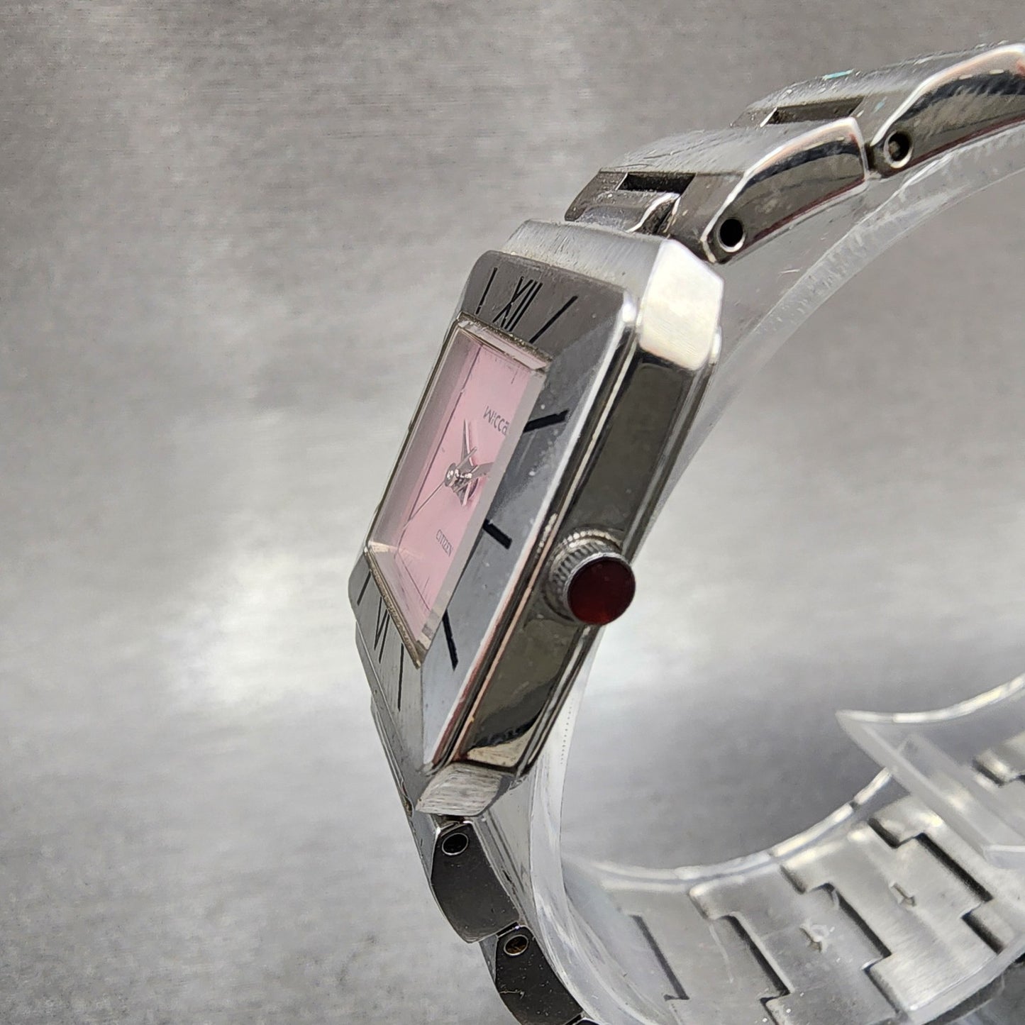 Citizen Wicca Tank Watch Women 21mm Pink Dial Silver Tone 1032L19478 NewBattery2