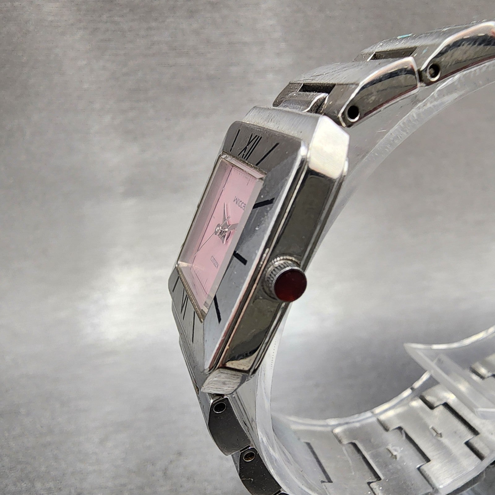 Citizen Wicca Tank Watch Women 21mm Pink Dial Silver Tone 1032L19478 NewBattery2
