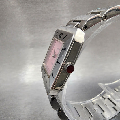 Citizen Wicca Tank Watch Women 21mm Pink Dial Silver Tone 1032L19478 NewBattery2