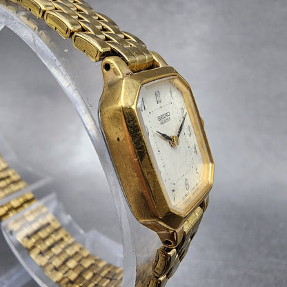 VTG Seiko Watch Women 17mm Cream Dial Gold Tone Octagon V4005608 New Battery3
