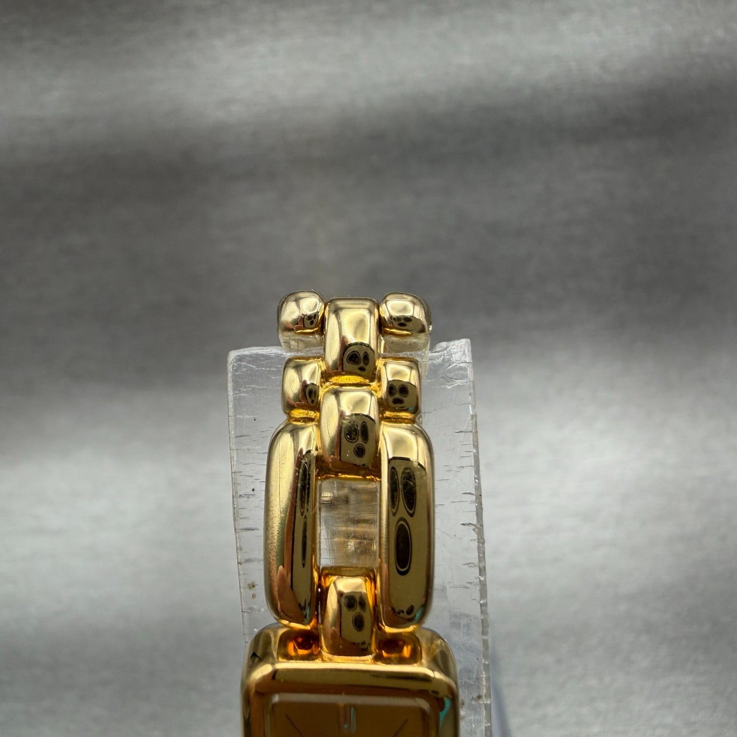 Seiko Tank Watch Women 13mm Champagne Dial Gold Tone Rectangle 2E207108 New Bat4