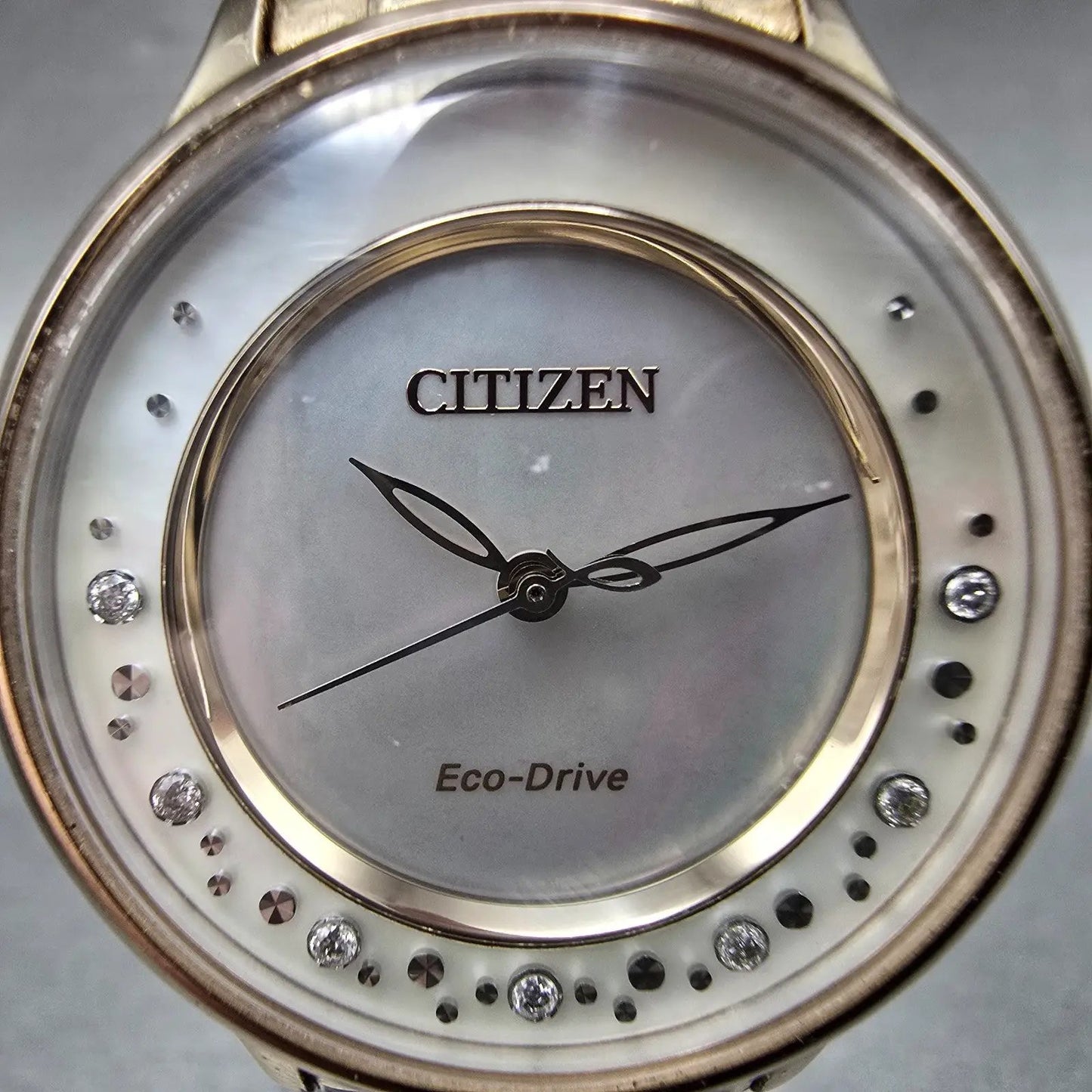 Citizen Eco-Drive Circle of Time Watch Women 30mm MOP Dial Rose Gold Tone Runs1