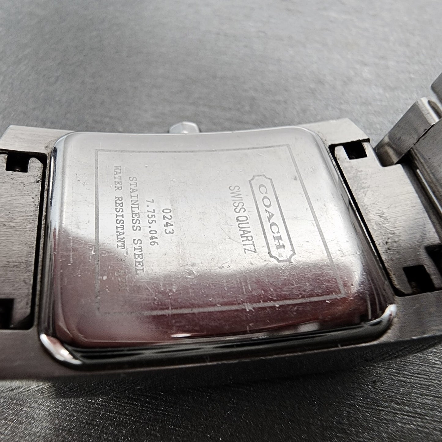 Coach Tank Watch Women 22mm White Dial Stainless Steel Date Rectangle New Batt11
