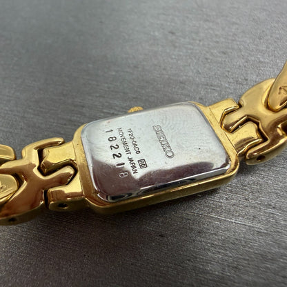 Seiko Tank Watch Women 15mm MOP Dial Gold Tone Rectangle 1F20-0AC0 New Battery9