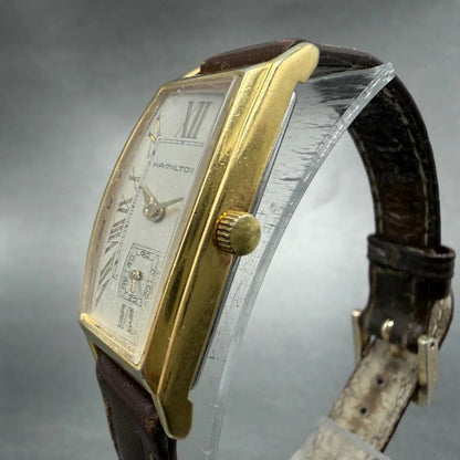 Hamilton Tank Watch Women 18mm Gray Dial Gold Tone Rectangle New Battery2