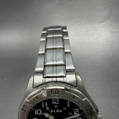 Seiko ALBA Field Watch Men 36mm Black Dial Silver Tone Round V501-0DA0 New Batt4