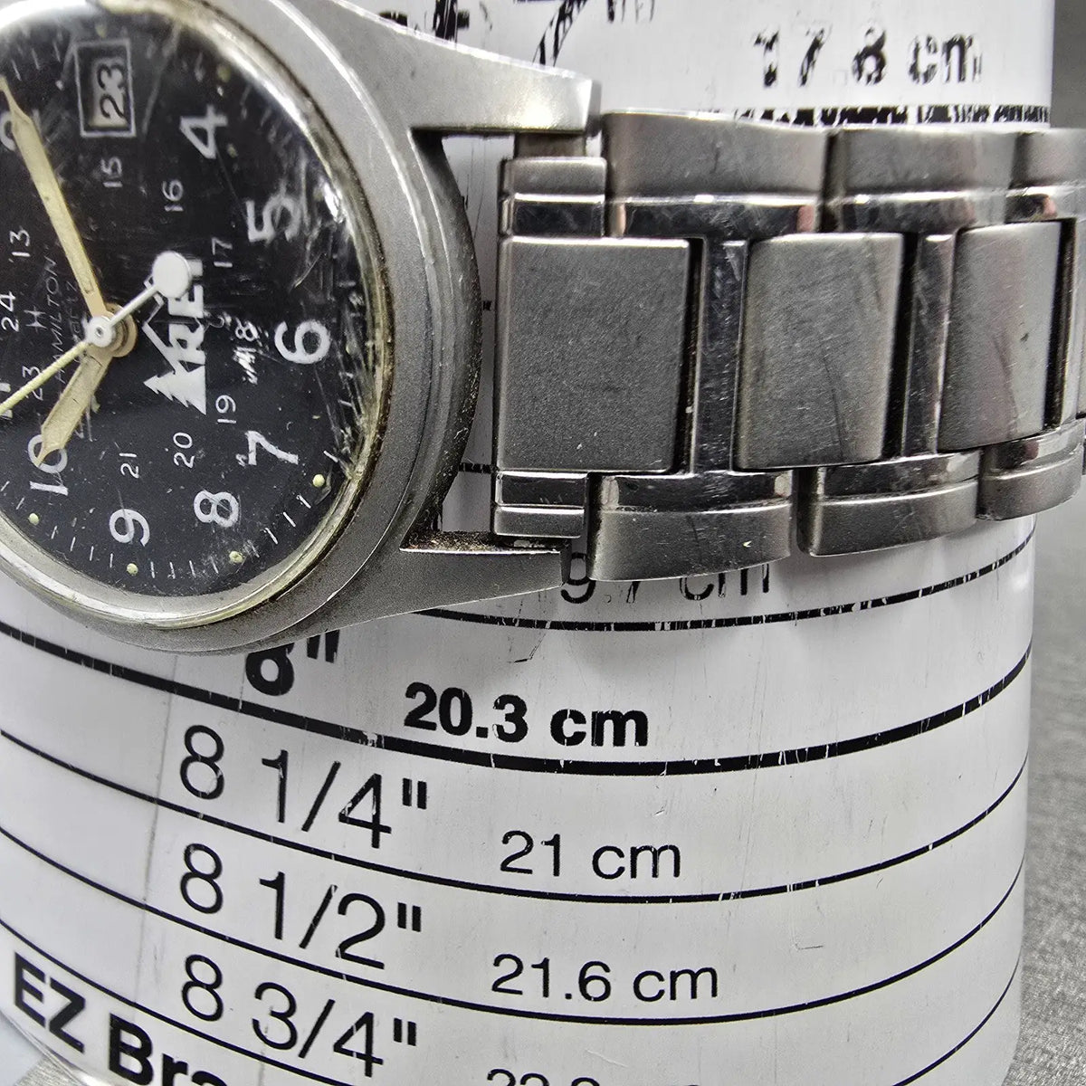 Hamilton Khaki REI Watch Men 33mm Black Dial Steel Date Round 921980 New Battery10