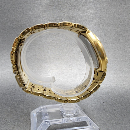 Seiko Watch Men 37mm White Dial Gold Date Round 7N420BD0 New Battery8
