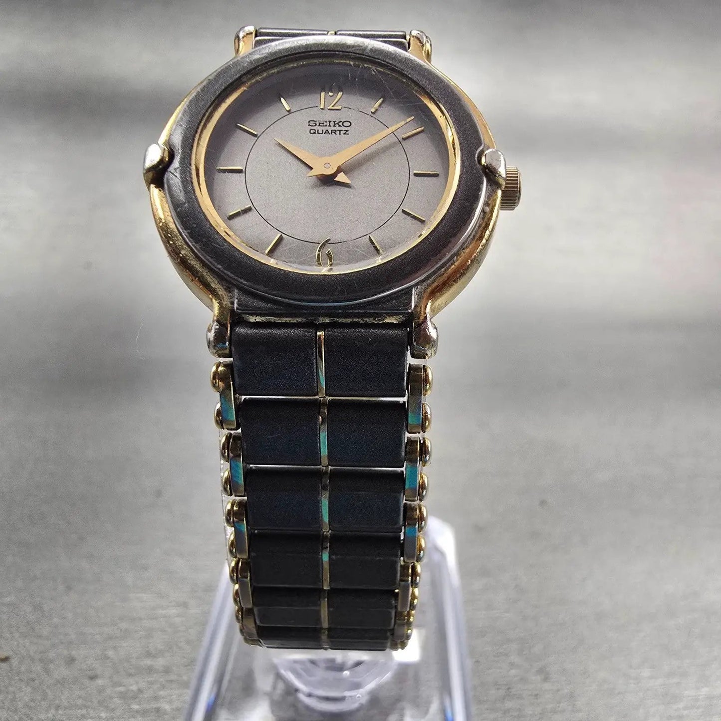 Seiko Watch Women 24mm Gray Dial Two Tone Round 2P20-001H New Battery Vintage5