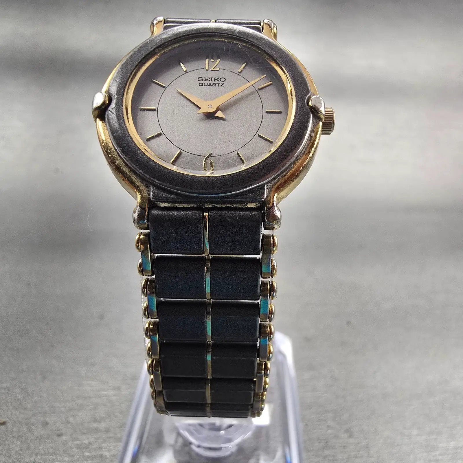 Seiko Watch Women 24mm Gray Dial Two Tone Round 2P20-001H New Battery Vintage5