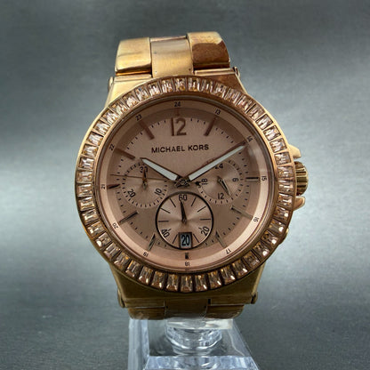 Michael Kors Dylan Chrono Watch Women 42mm Pink Dial Rose Gold MK-5412 New Batt5