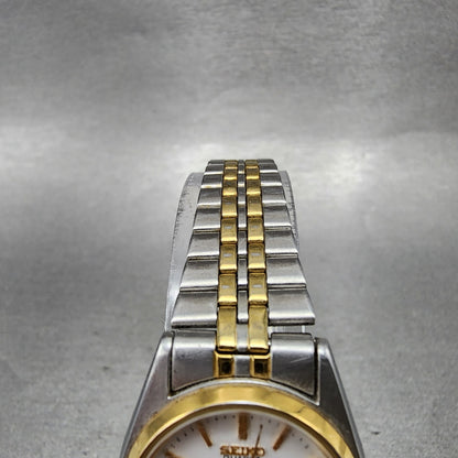 Seiko Watch Women 25mm White Dial Two Tone Daydate 7n430011 Round New Battery4